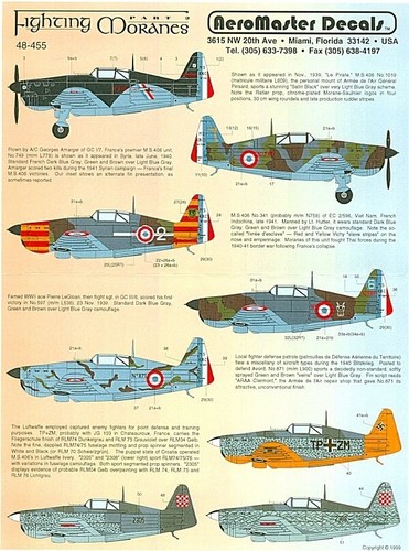 AEROMASTER 48-455 - FIGHTING MORANES Pt. 2 - 1/48 DECALS - Picture 3 of 3
