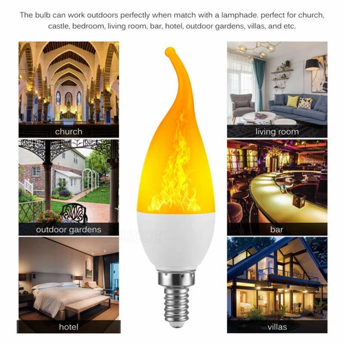 E27 E14 LED Licht Fackel Feuer Lampe Flammen Effekt Glühbirne Flacker Birne Deko - Bild 10 von 24