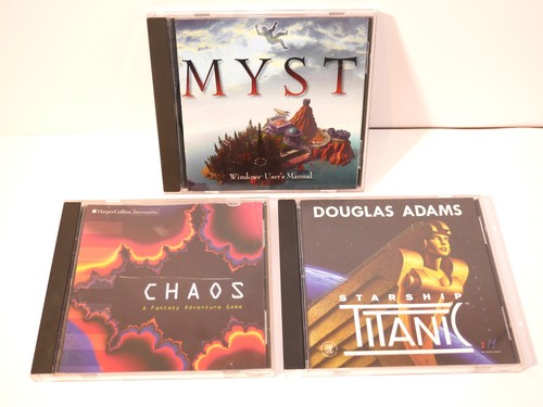 MYST, STARSHIP TITANIC, & CHAOS PC CD-ROM GAME LOT VINTAGE FANTASY ADVENTURE