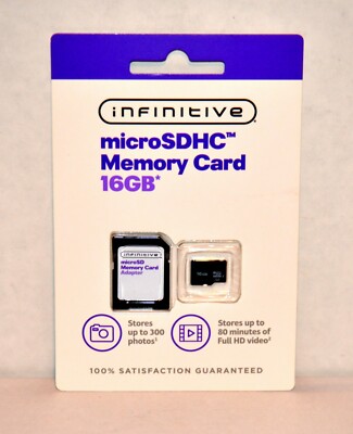 Infinitive Micro 16GB SDHC Memory Card with Adapter   New/Sealed