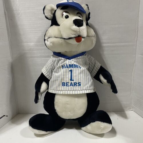 Vintage Hamm's Bier Baseballbär Plüschtier Americo 20" hoch Sammlerstück Gr. Hamm 1