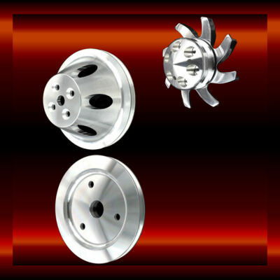  Billet Small Block Chevy 283 327 350 383 400 Short  Water Pump 3 Pulley Set 