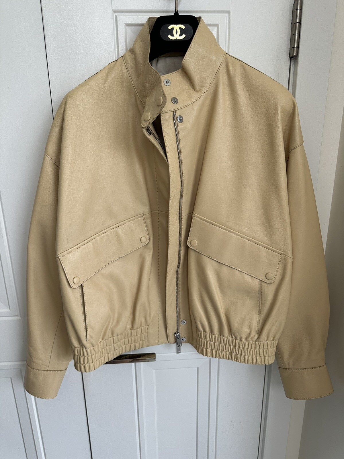Massimo Dutti Nappa Leather Bomber Jacket Size L  (RP $499) image 8