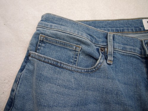 Pantalones de mezclilla ajustados de algodón elásticos L'Homme nuevos con etiquetas $198 36 x 33 palmas azules - Imagen 9 de 15