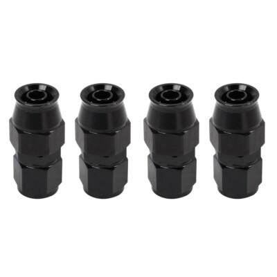 LokoCar 6AN 0° PTFE Hose End Fitting Adapter Straight Fits PTFE Hose Black 4Pcs
