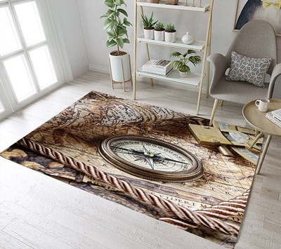 Area Rugs Bedroom Living Room Floor Carpet Yoga Mat Nautical Vintage Map Skull