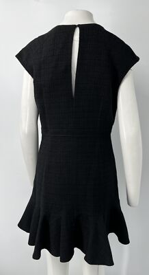 Sandro Black Asymmetric Tweed Ruffle Hem Cap Sleeve Mini Dress sz 42 NWT |  eBay