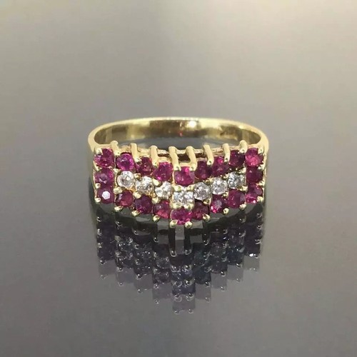 1.50Ct Lab Created Ruby Cubic Zirconia Engagement Ring 14k Yellow Gold Finish - Picture 3 of 7