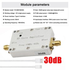 10M-6GHz RF Amplifier 30dB High Gain Driver Receiving Amplifier for GPS Receiver