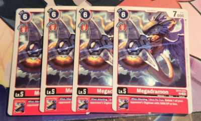 x4 Playset Digimon MEGADRAMON BT14-015 Red Common TCG