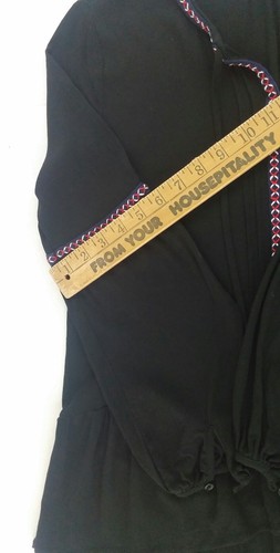 BOHEMIAN TUNIC hi-low BLACK with EMBROIDERED trim RO & DE sz. MED light weight - Picture 7 of 12