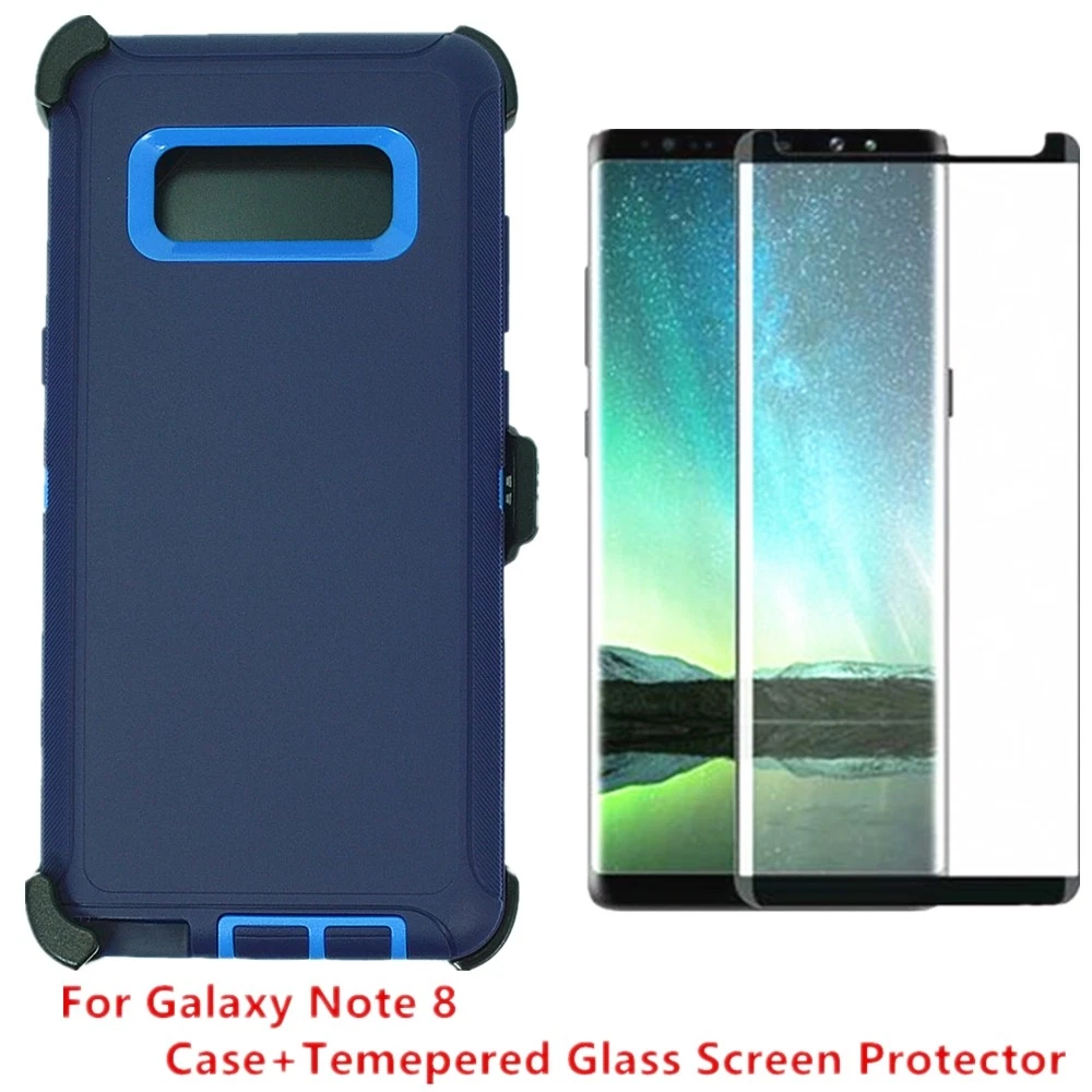 For Galaxy Note 8 Defender Case Cover W/Tempered Screen&amp;Clip NAVY | eBay