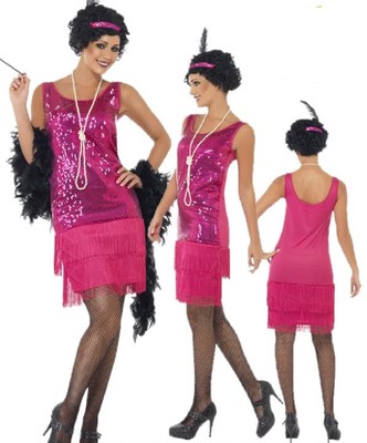 Costume Carnevale Donna Charleston Fucsia Anni 20, 30 Ballo jazz