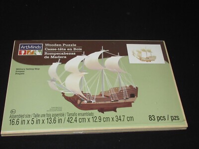 New Art Minds Wood Puzzle Military Sailing Ship, 83 pcs, Sealed NEW
