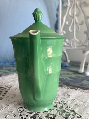 Vtg Czechoslovakia Jadeite Green Bone China Chocolate Pot Demistasse Coffee Pot - Picture 15 of 22