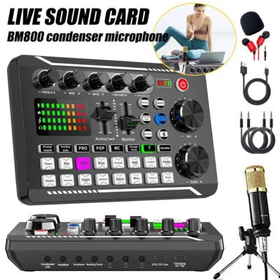 Podcast Equipment Bundle Condenser Microphone Audio Mixer Studio Recording Kit