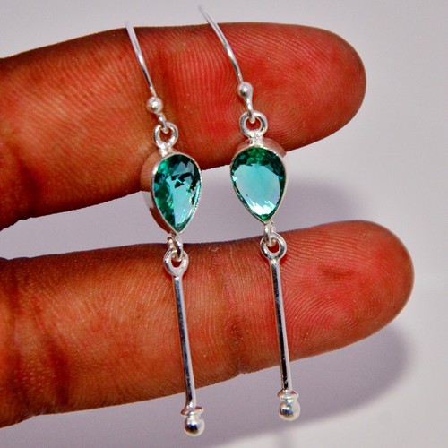 2.0 Earring Tourmaline Gemstone Handmade 925 Sterling Silver Jewelry - Picture 4 of 4