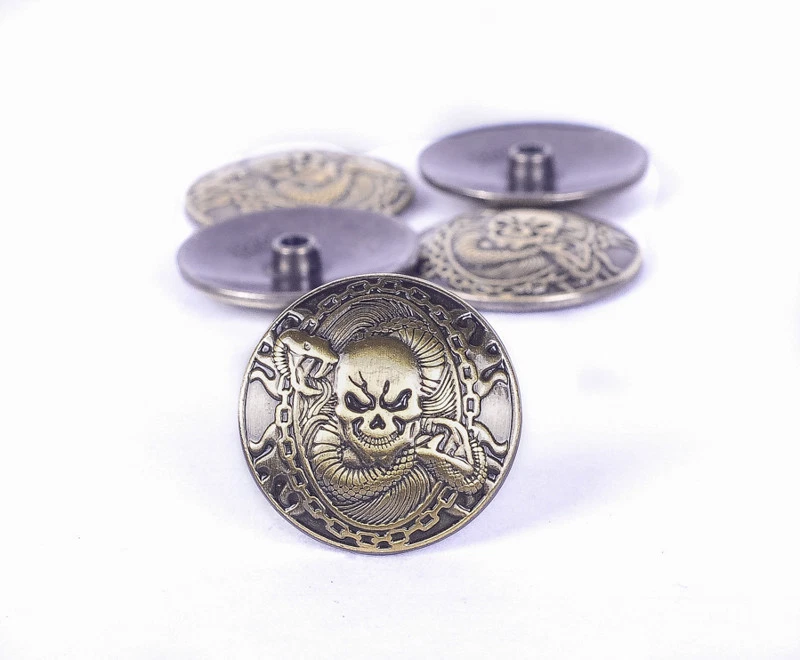 1-1/8'' Western Fortune Cover Screw Back Concho Antique Brass Skull Saddle Tack - Image 4 of 4