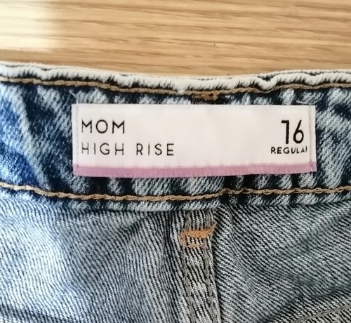 NEXT Ripped MOM High Rise Faded Mid Blue Cotton Denim Jeans Size UK 16 R - Picture 7 of 8