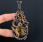 Baltic Amber Handmade Gemstones Copper Wire Wrapped Pendant Jewelry