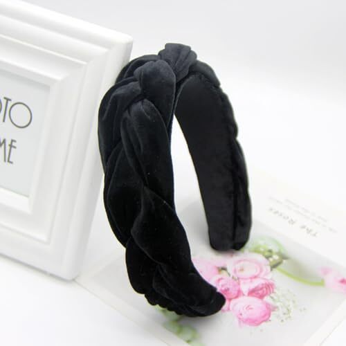 Black Headbands for Women Braided Headbands Velvet Padded Hairbands Cute Hair - Bild 4 von 7