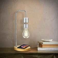 Modern Unique Levitating Lamp, Floating Light Bulb, Built-in Qi Wireless Charger