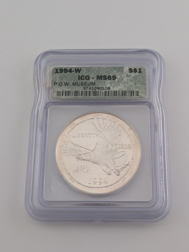 1994 W Prisoner of War Museum POW SILVER Dollar ICG MS69 S$1 - Picture 1 of 2