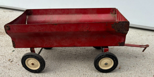 Rimorchio mangime scatola fattoria rossa acciaio pressato vintage USA ERTL - spedizione veloce!