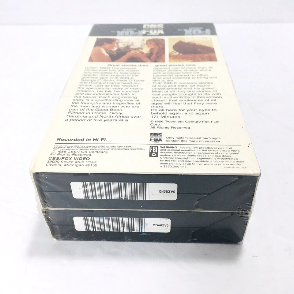 The Bible ...In The Beginning Hi-Fi (CBS FOX Video VHS 1986) Sealed Watermarks - Image 4 of 4