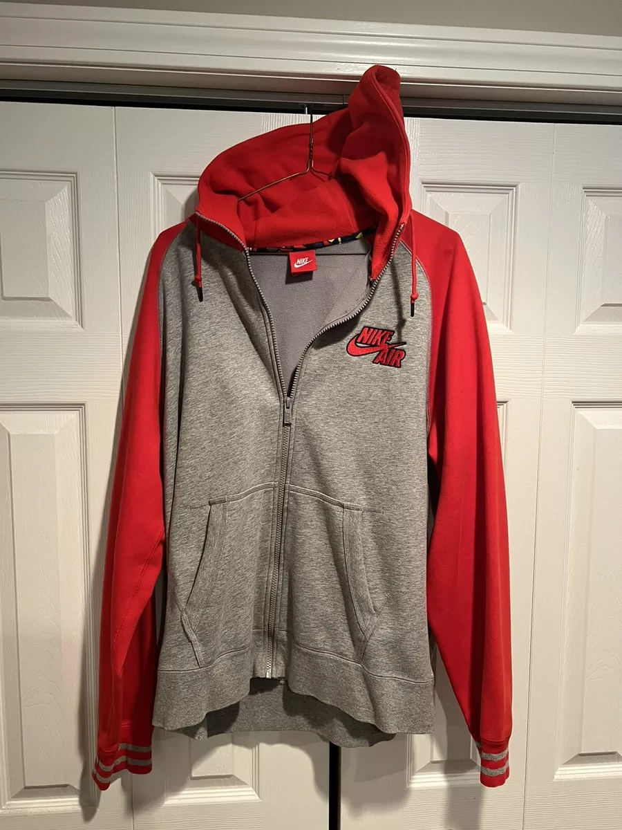Nike Air Red And Grey Zip Up Hoodie Mens XL