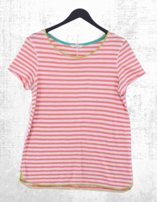Ex White Stuff Women s Short Sleeve Cotton T-shirt in Pink Multi