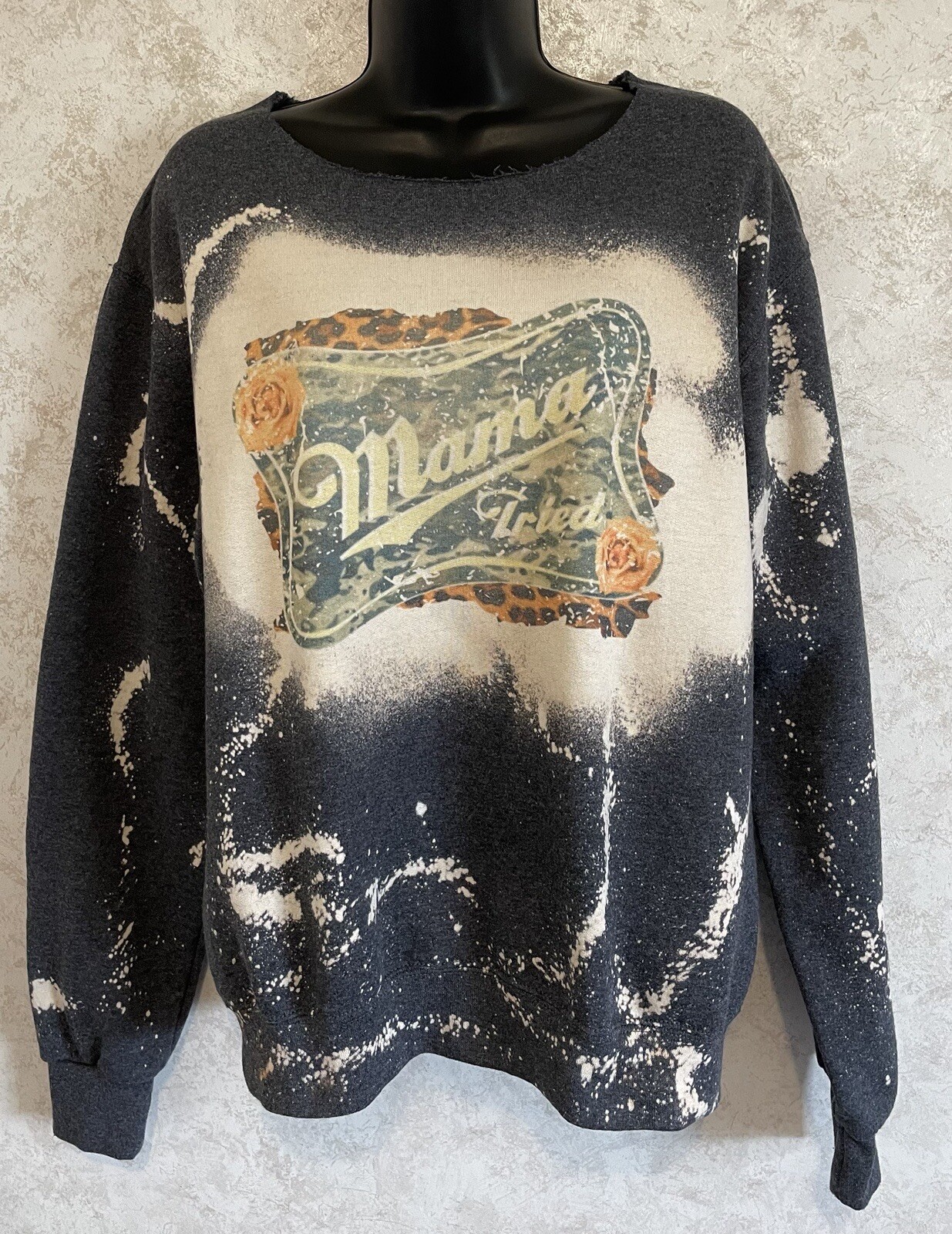 Jerzees NuBlend Bleached Sweatshirt Gray Menu0026#039;s Small Unisex Mama Tried  Logo | eBay