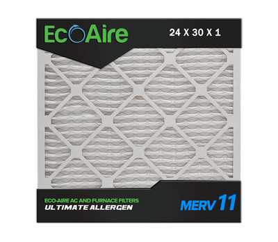 Eco-Aire 24x30x1 MERV  11, Pleated Air Filter, 23 1/2'' x 29 1/2'' x 3/4'', 6PK