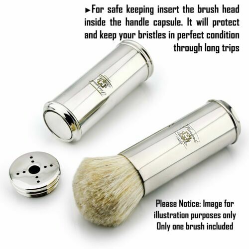 Men's Travel Shaving Brush With Pure Badger Hair in Brass Handle, Gift Set - Picture 3 of 21