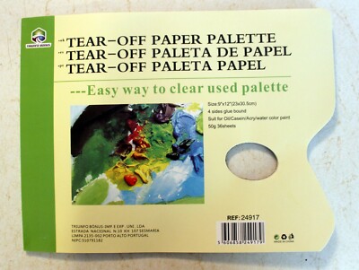 US SHIPPING Tear-Off Paper Palette: Wax Coated: Oil/Arcylic/Art 36 Sheets, 9x12''