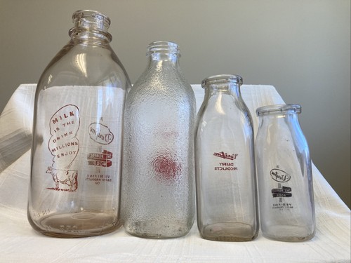 Vintage Quart Pint Half Gallon Pint Milk Bottle Verifine Dairy Wisconsin Bottles - Picture 13 of 23