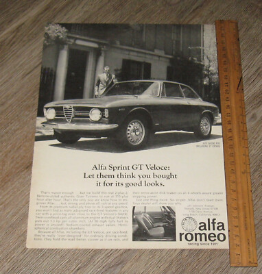 ALFA Romeo Car AD 1967 Sprint GT Veloce original ONE magazine page ...