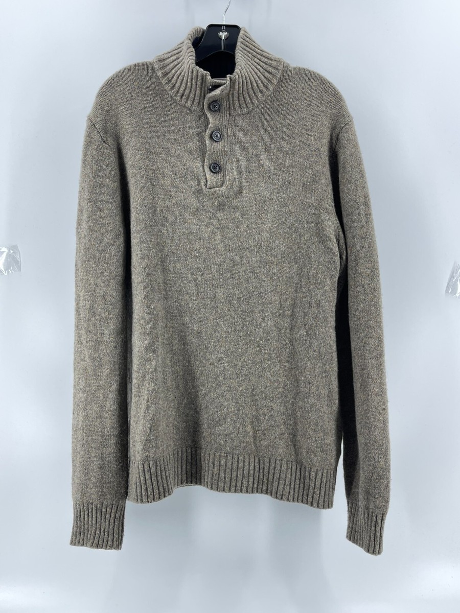 GAP Men's Long Sleeve Brown 1/4 Button Lambs Wool Knit