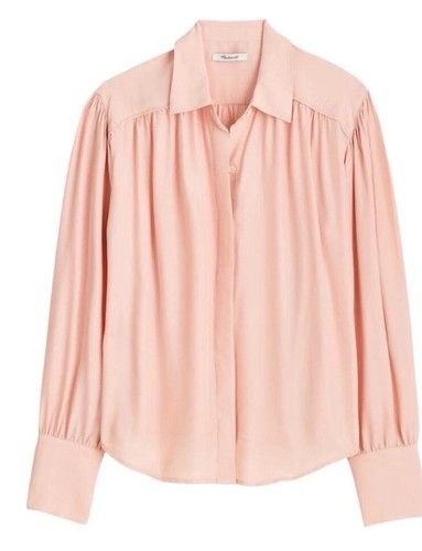 Madewell Long Sleeve Women’s Button Front Top in Pale Blush size Large - Picture 2 of 12