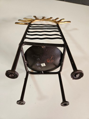 Portacandele colonna sedia metallo filo ferro arte popolare vintage raggi bronzo nero 10" - Foto 14 di 16