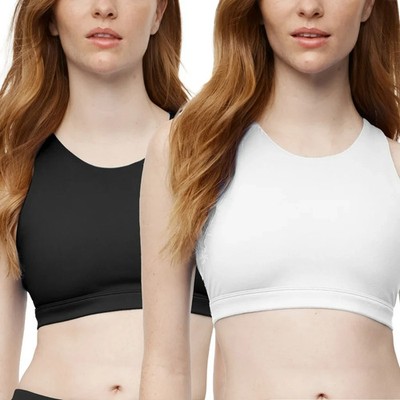 GapFit Women's Sports Bra, 2-pack Black & White Compression-Breathable Small D