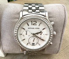 Michael Kors MK5981 Camille Silver-Tone Stainless Steel Pave Watch With Box