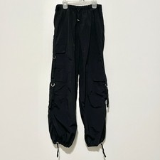 Womens Y2K Parachute Cargo Pants Size S Black Streetwear Grunge Hip Hop Baggy