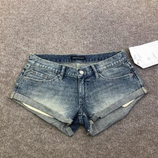 Aeropostale Shorts Juniors 6 Blue Denim Shorty 2.5 Inseam Cutoff Cuffed Studded