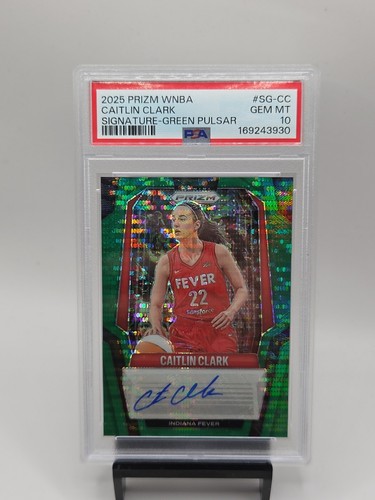 2025 Panini WNBA Prizm Caitlin Clark Signatures Green Pulsar Auto #/25 PSA 10