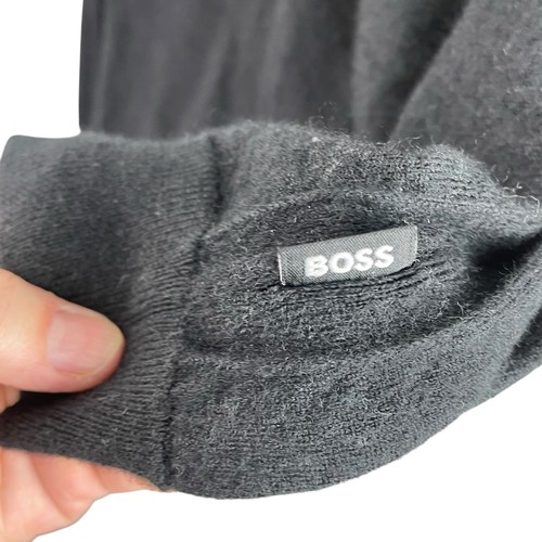 Boss Size Medium Black Crewneck Italian Yarn Pullover Wool Blend Sweater Classic - Picture 6 of 9