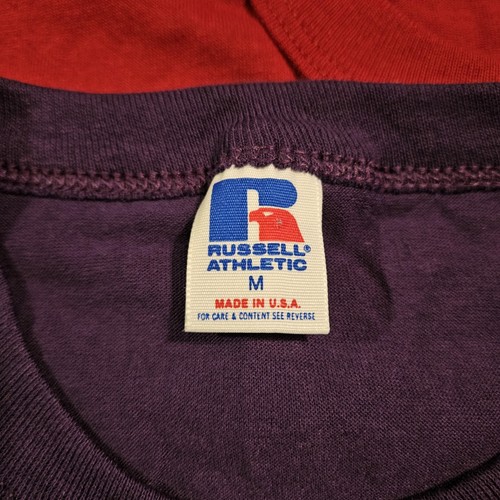 (24) T-shirt vintage anni 90 DEADSTOCK punto singolo Russell Athletic MED vuota USA - Foto 4 di 6