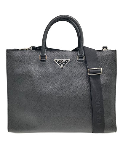 Authentic PRADA 2WAY Bag 2VG101 Saffiano Leather Black SK1277