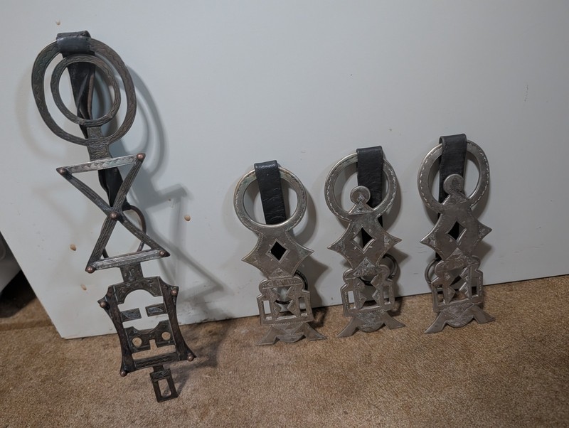 Antique Moroccan Bridle Ornaments for Horses. Leather & Metal