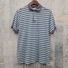 Vineyard Vines Men's Polo Shirt M Purple Teal Striped 100 Cotton Whale Logo